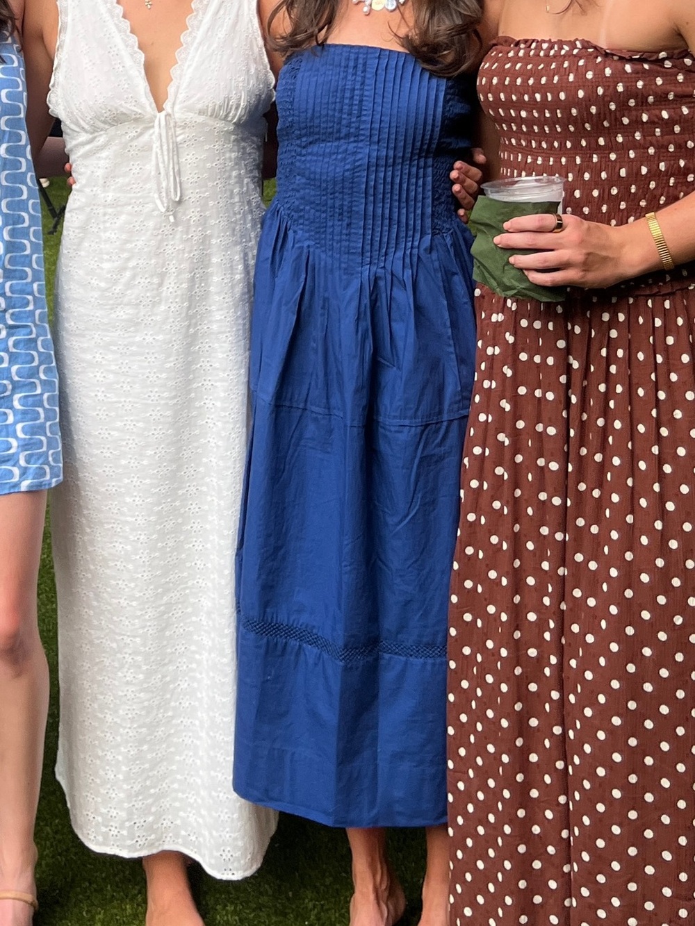 Anthropologie Blue Strapless Smocked Midi Dress